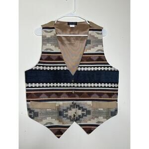 Vintage Castle Rock Southwestern Style Vest Tapestry Texture Size Large Button